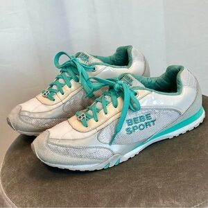 BEBE vintage white Tiffany Blue running shoes sneakers Sz 10